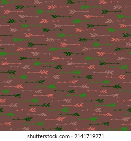 Hipster boho arrows vector seamless pattern. Ethnic navajo design. Tribal indian motif. Hand drawn arrows isolated. Kids room wallpaper pattern. Weapon objects.
