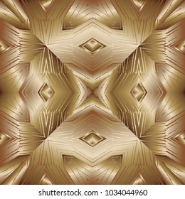 Hipster boho holographic gradient seamless pattern, gold background
