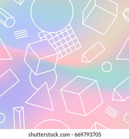 Hipster boho holographic mesh background. Minimal printable journaling card, creative card, art print, minimal label design for banner, poster, flyer.