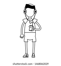 hipster boy with music player isolated symbol Vector design illustration