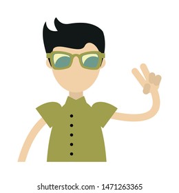hipster boy with retro clothes isolated symbol Vector design illustration
