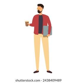 Hipster boy with street coffee icon cartoon vector. Fashion culture. Object accessory
