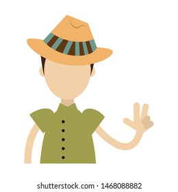 hipster boy with vintage hat and isolated symbol Vector design illustration