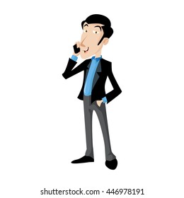 Hipster Business Man Worker Vector Illustration
