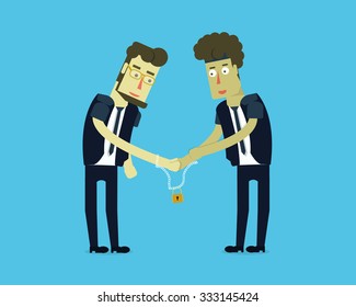 hipster businessman with locked hand