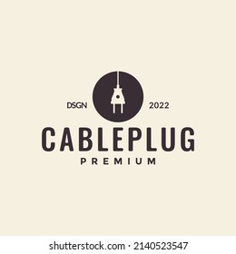 diseño de logotipo de enchufe de cable hipster, ilustración de símbolo gráfico vectorial, idea creativa