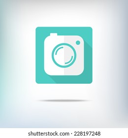 Hipster camera or photo icon, flat UI design element
