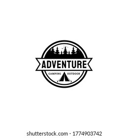 Camping hipster para el vector del logotipo de Adventure