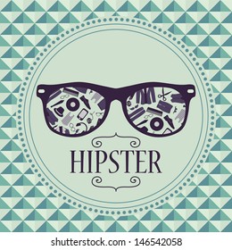 Hipster card glasses with various clothing and accessories