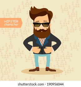Hipster cartoon character. Vintage fashion style vector illustration