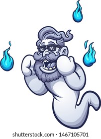 Hipster cartoon ghost yelling clip art. Vector illustration with simple gradients. All in a single layer. 
