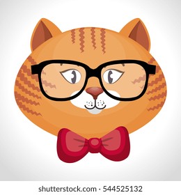 hipster cat glasses and bow