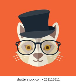 Hipster cat vector illustration