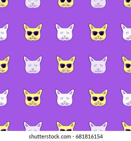 hipster cat pattern
