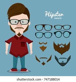 Hipster character cartoon