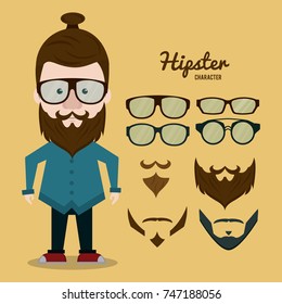 Hipster character cartoon