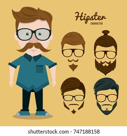Hipster character cartoon