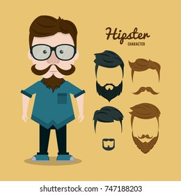 Hipster character cartoon