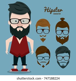 Hipster character cartoon