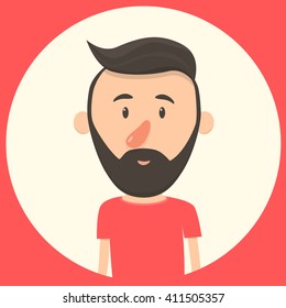 Hipster character. Cartoon vector illustration