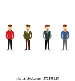Hipster Character Design Vector.