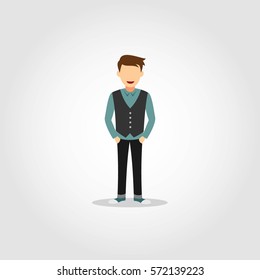 Hipster Character Design Vector.