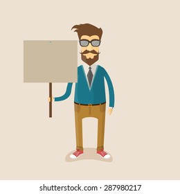 Hipster character design.Vector illustration