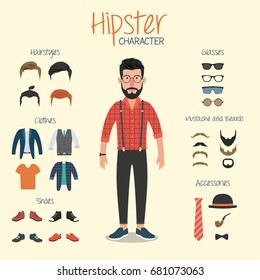 Personagem hipster com elementos hipster