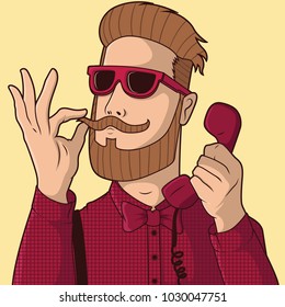 Hipster character vector illustration. Style, Fashion design concept