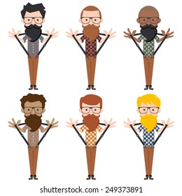 Hipster characters, vector illustration, set collection