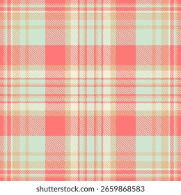 Hipster check pattern vector, bedroom texture seamless tartan. Man fabric plaid textile background in red and light colors palette.