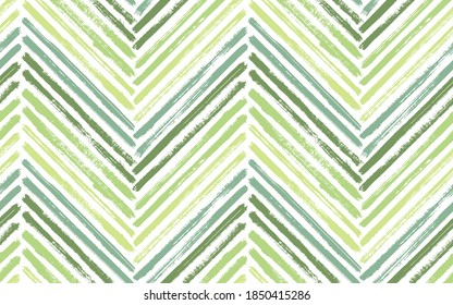 Hipster-Chevron Innenausdruck Vektor nahtlose Muster. Pinselstriche in Tinte zeichnen geometrische Streifen aus. Handgezeichnete Lackstruktur Zickzack-Zauberschmuck. Aquarellmuster bedruckt nahtloses Design.