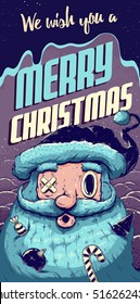 Hipster Christmas card or invitation flyer with Santa Claus. Vector Illustration