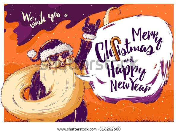 Hipster Christmas Card Invitation Flyer Santa Stock Vector (Royalty