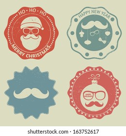  Hipster Christmas label. Vector set, grunge, EPS 8.