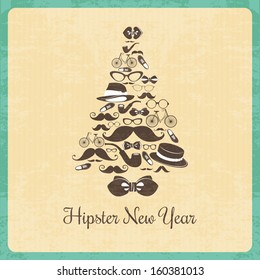 Hipster Christmas Tree in Vintage Style