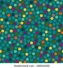 Hipster circle colorful abstract retro seamless pattern in vector. Seamless background with dots can be used for wrapping paper, postcard, wallpaper, pattern fills, web page, surface textures.