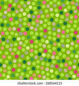 Hipster circle colorful abstract retro seamless pattern in vector. Seamless background with dots can be used for wrapping paper, postcard, wallpaper, pattern fills, web page, surface textures.