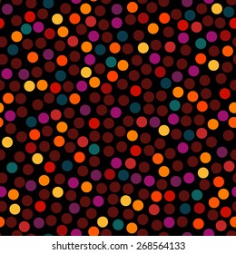 Hipster circle colorful abstract retro seamless pattern in vector. Seamless background with dots can be used for wrapping paper, postcard, wallpaper, pattern fills, web page, surface textures.