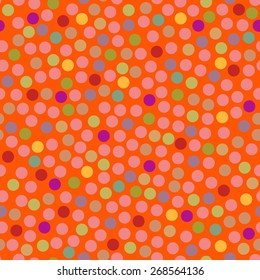 Hipster circle colorful abstract retro seamless pattern in vector. Seamless background with dots can be used for wrapping paper, postcard, wallpaper, pattern fills, web page, surface textures.