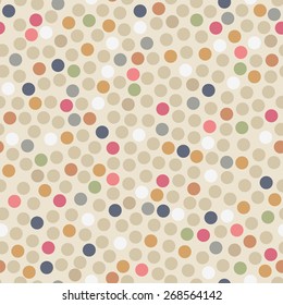Hipster circle colorful abstract retro seamless pattern in vector. Seamless background with dots can be used for wrapping paper, postcard, wallpaper, pattern fills, web page, surface textures.