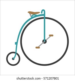 Hipster circus bicycle flat vector illustration.