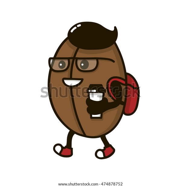 Hipster Coffee Bean Character Coffee Paper Stock Vector (Royalty Free ...