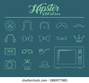 Hipster collection of icons design, Style vintage retro fashion culture theme Vector illustration
