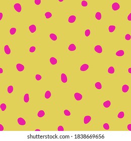 Hipster colorful seamless polka dot pattern. Vector irregular abstract texture with random hand drawn spots.