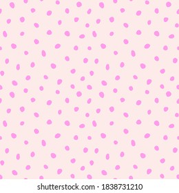 Hipster colorful seamless polka dot pattern. Vector irregular abstract texture with random hand drawn spots.