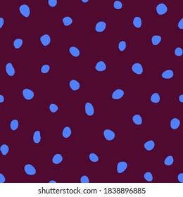 Hipster colorful seamless polka dot pattern. Vector irregular abstract texture with random hand drawn spots.