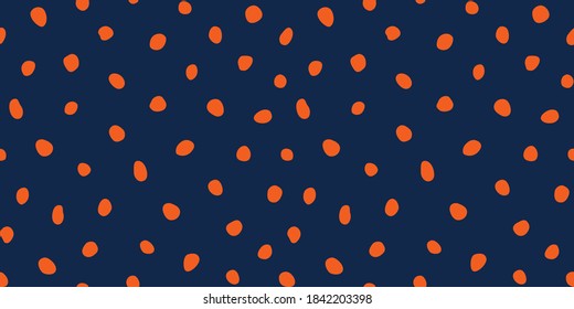Hipster colorful seamless polka dot pattern. Vector irregular abstract texture with random hand drawn spots.