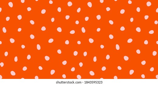 Hipster colorful seamless polka dot pattern. Vector irregular abstract texture with random hand drawn spots.