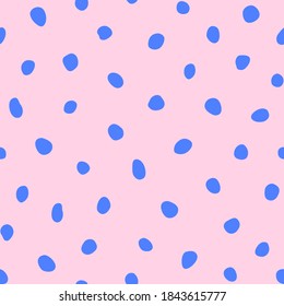 Hipster colorful seamless polka dot pattern. Vector irregular abstract texture with random hand drawn spots.